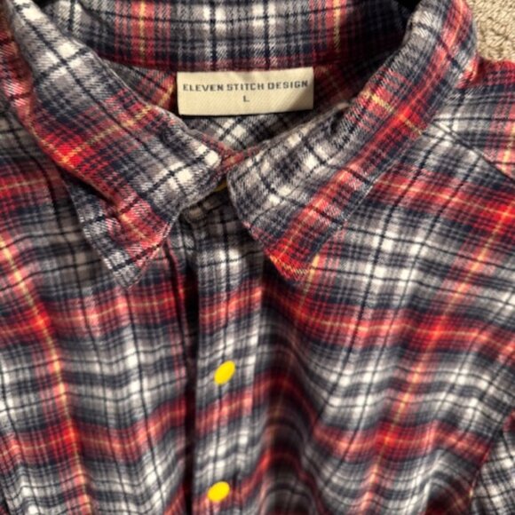 Women’s Eleven Stitch Design Flannel Button-Down Shirt, Size L - Picture 2 of 11